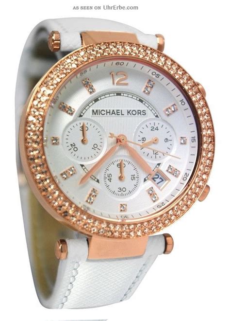 michael kors damenuhr rechteckig weiß mit lederarmband|Designer.